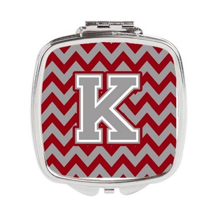 CAROLINES TREASURES Letter K Chevron Crimson and Grey Compact Mirror CJ1043-KSCM